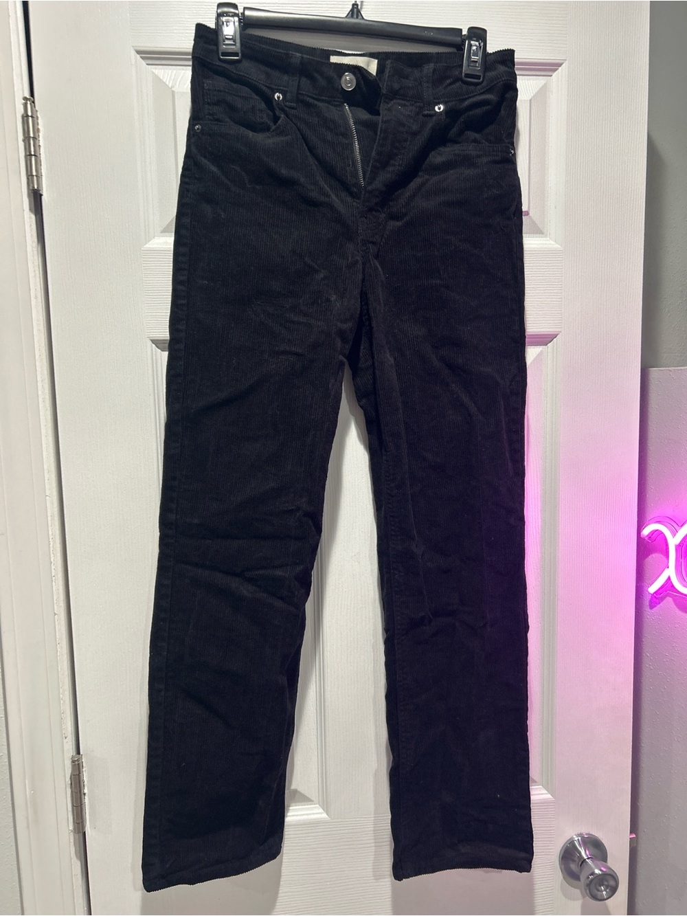 H&M Black Straight-Leg Corduroy Jeans